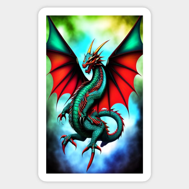 Kingdom Dragon Fire Turquoise Sticker by ShopSunday